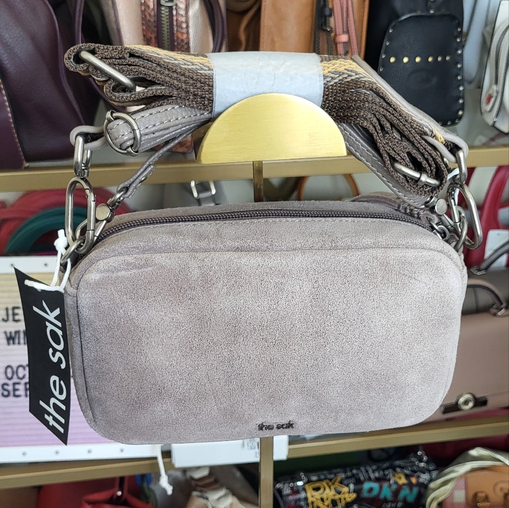 New THE SAK Cora Convertible Camera Crossbody Bag Suede Mushroom
